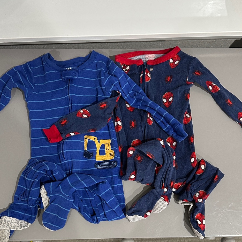 Carter's Blue Striped Zipper Footed Pajama